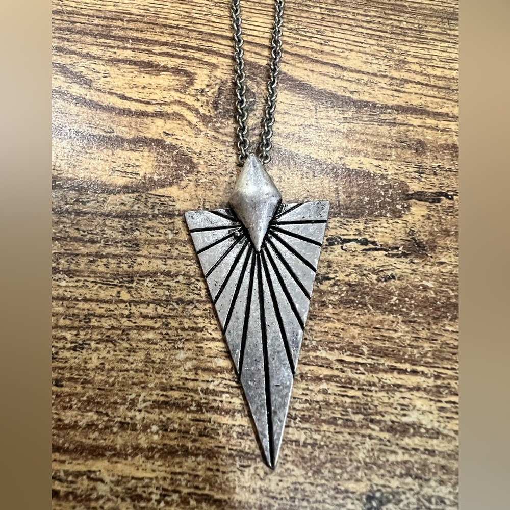 Geometric Silver Pendant Necklace